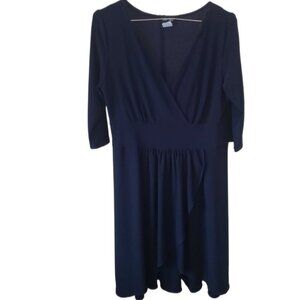 Star Vixen Navy Blue 3/4 Sleeve V-Neck Dress